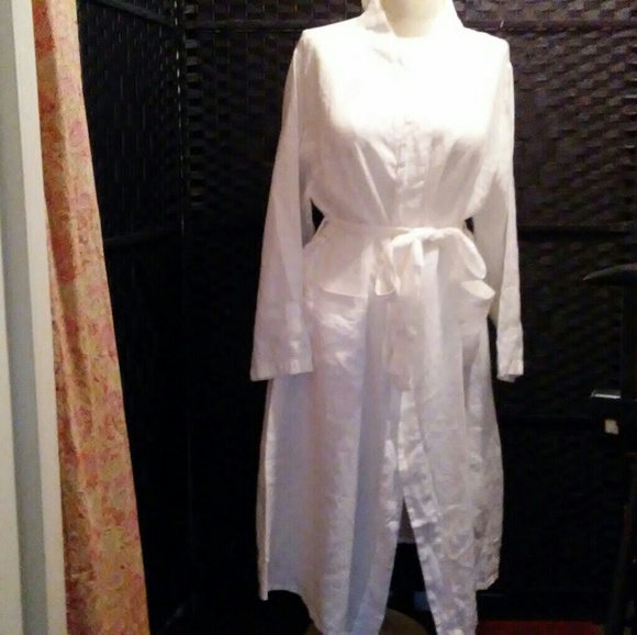 FLAX Linen the Wrapper Underflax Robe White Medium - Picture 3 of 8